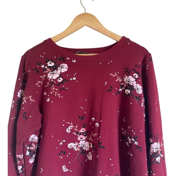 TORRID 2X Red Floral Crewneck Ponte  Sweatshirt Long Sleeve Cropped - Picture 4 of 12